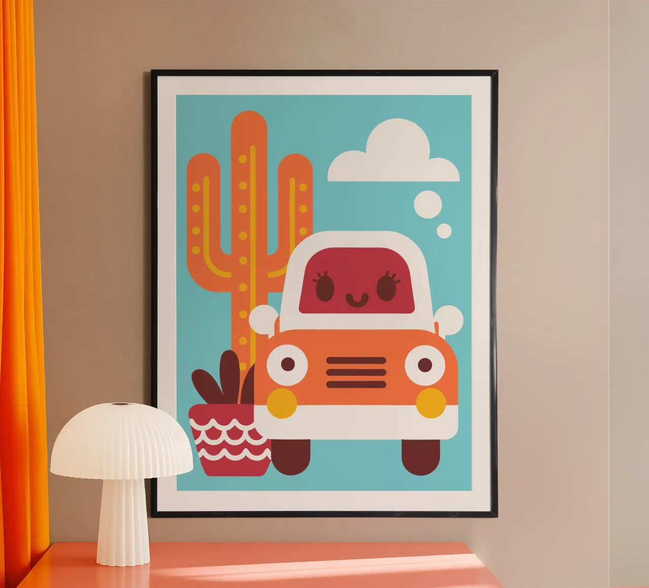 Cactus e automobili poster da FLOWER PLACE SHOP