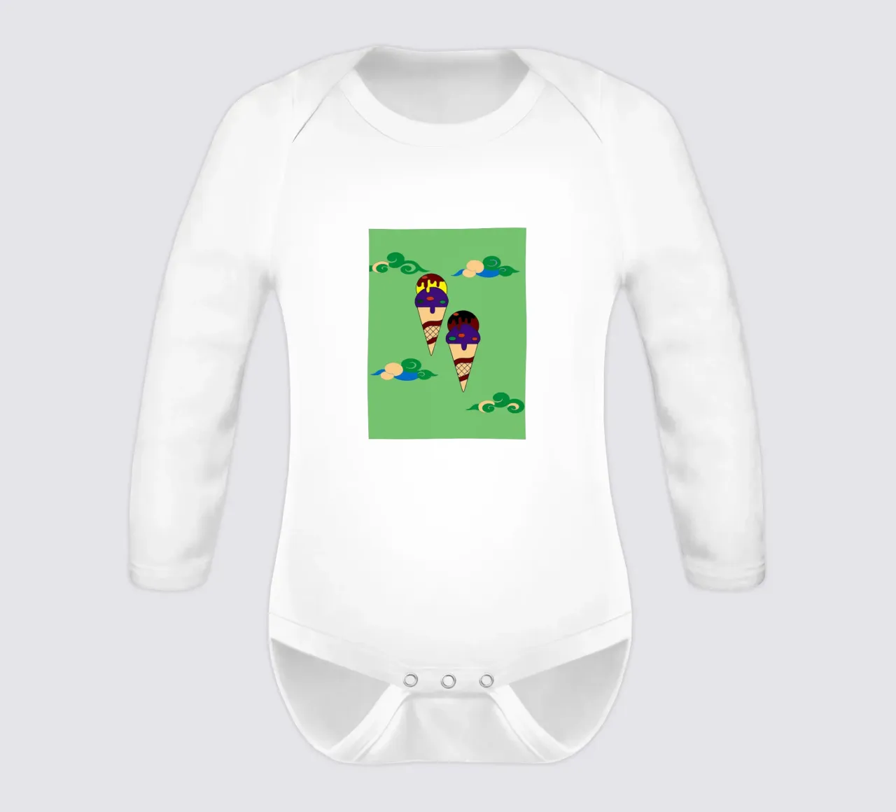 Ice cream long-sleeve baby romper by OUR SHOP