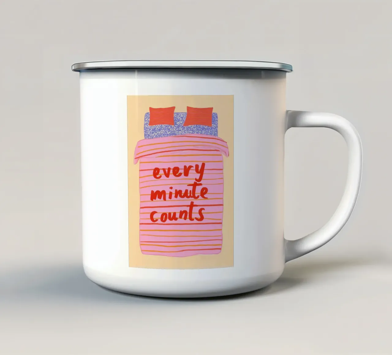 Fröhliche Morgenroutine Emaille Tasse von Carinaprint