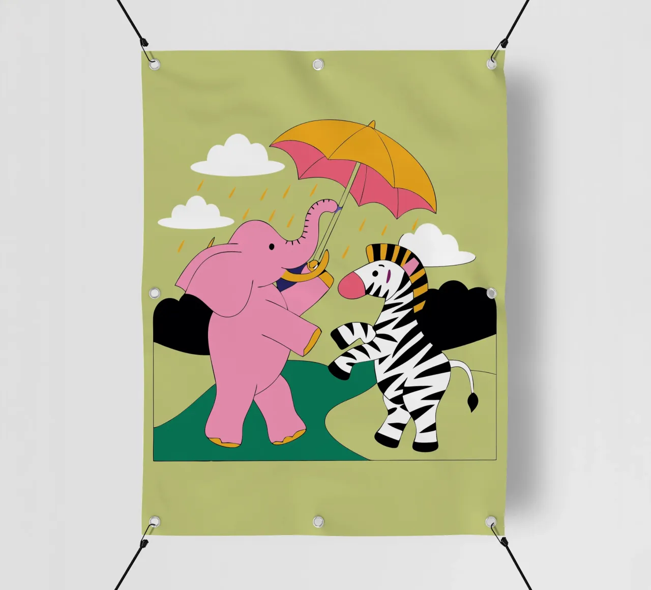 Elefanti e zebre telo in pvc da OUR SHOP
