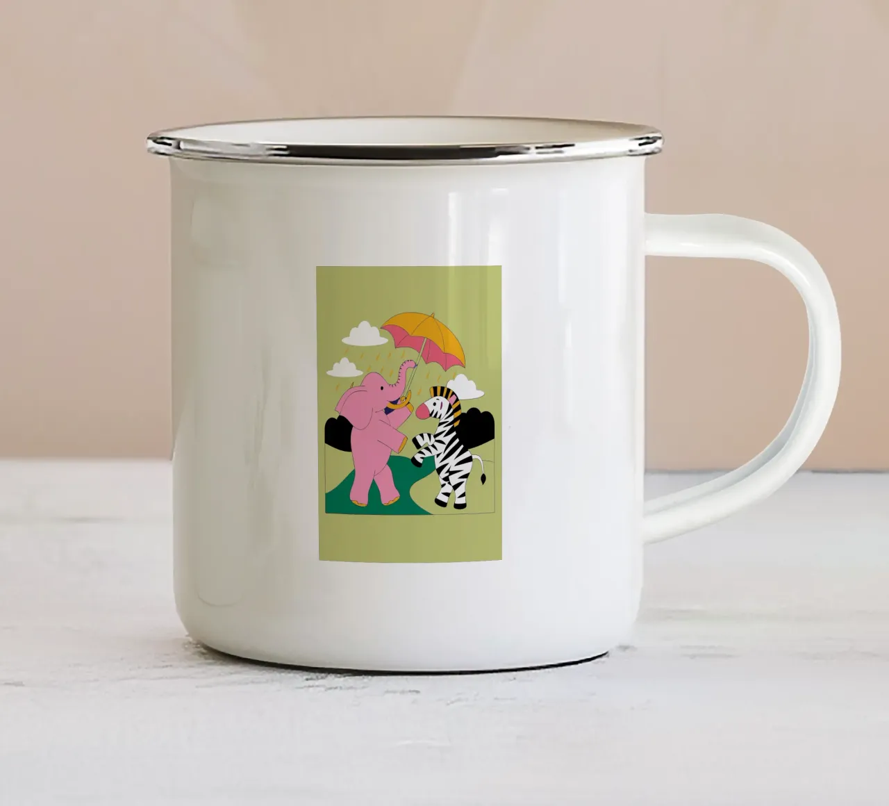 Elefanti e zebre tazza in smalto da OUR SHOP