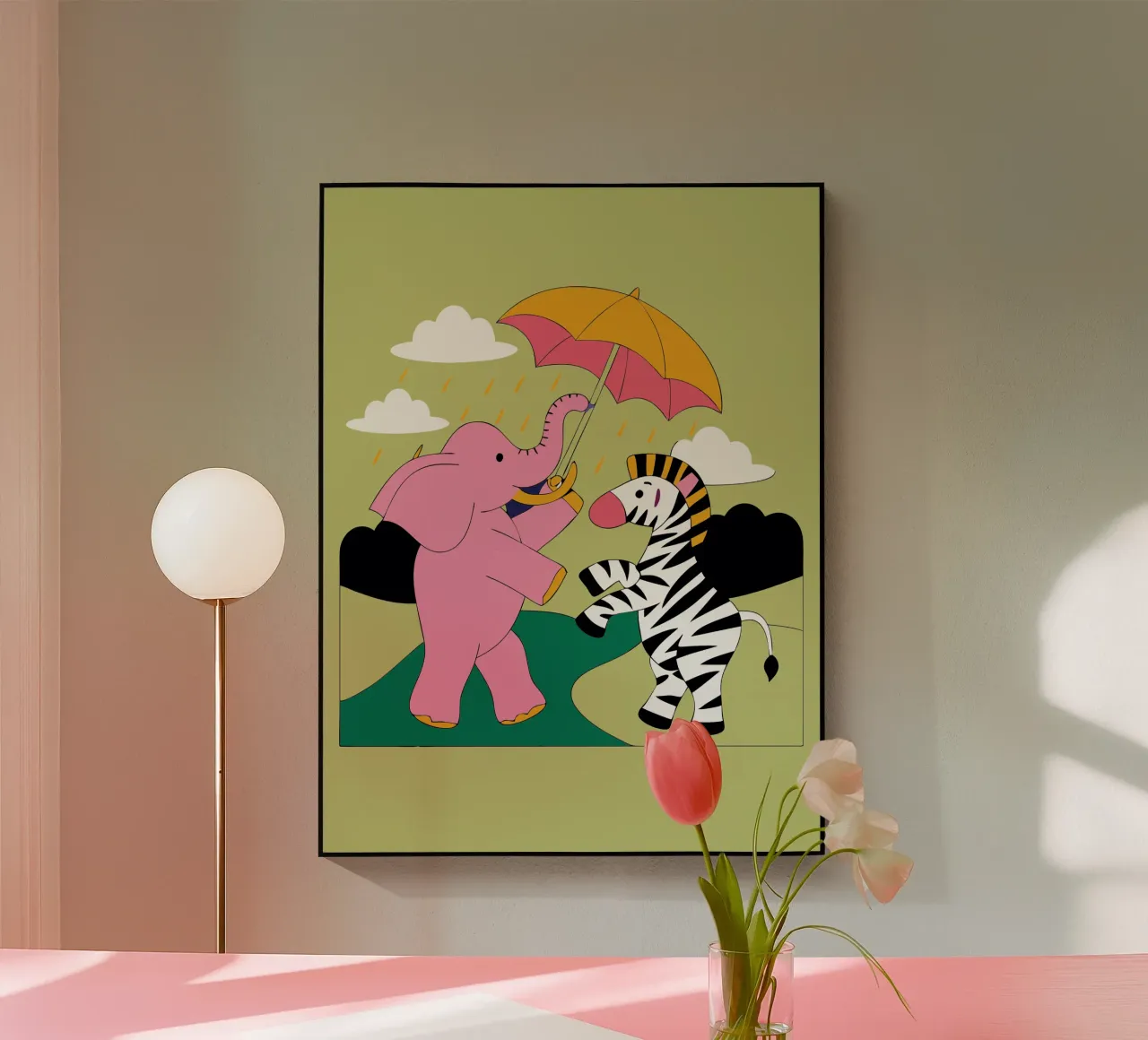 Elephants and Zebras acrylic glass by OUR SHOP