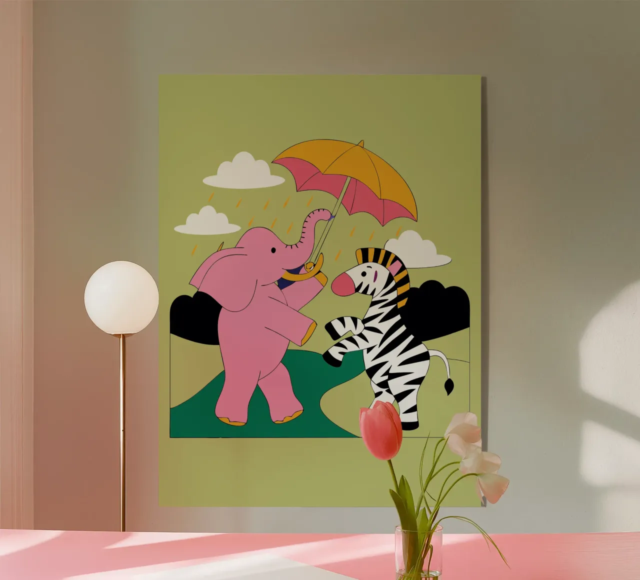 Elephants and Zebras acrylic glass by OUR SHOP