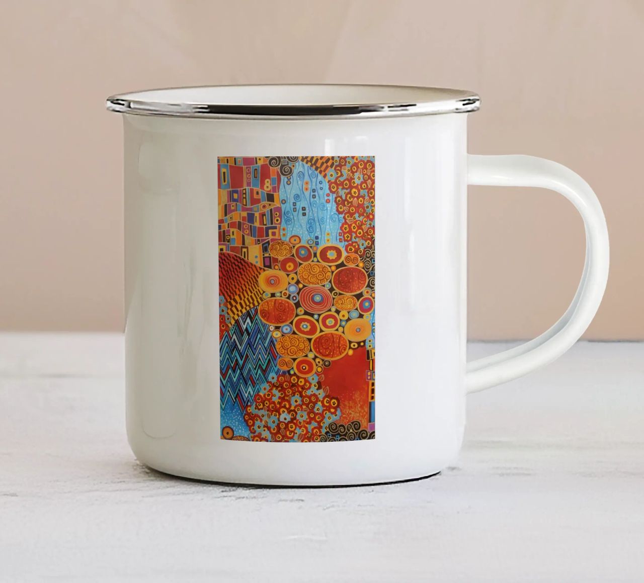L'arancione tazza in smalto da D1 Shop