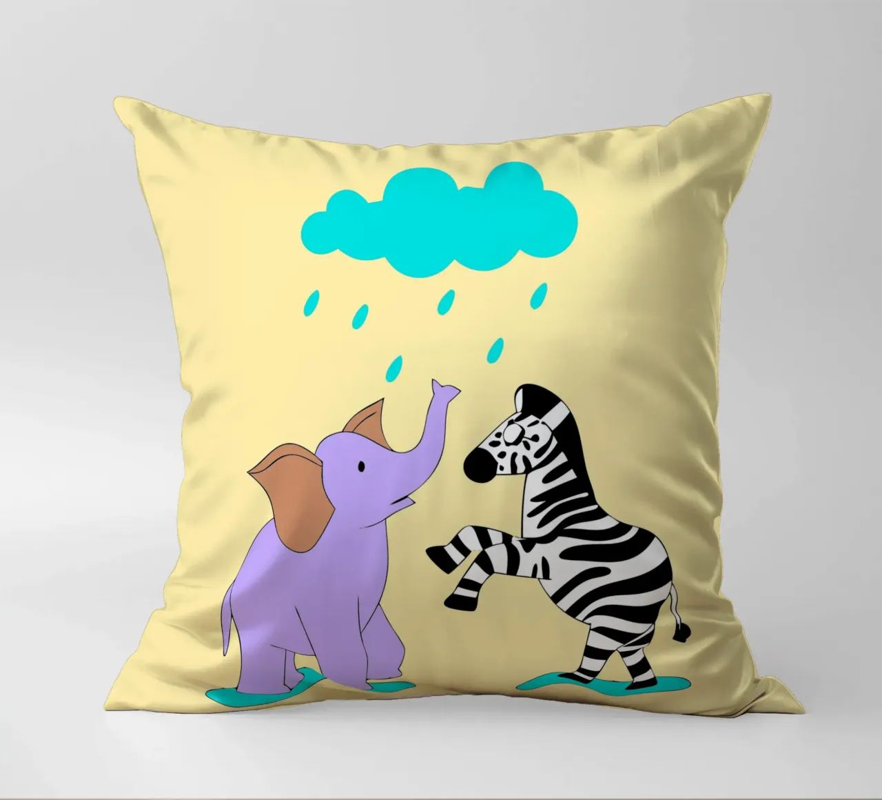 Elephants and Zebras decorative cushion by OUR SHOP
