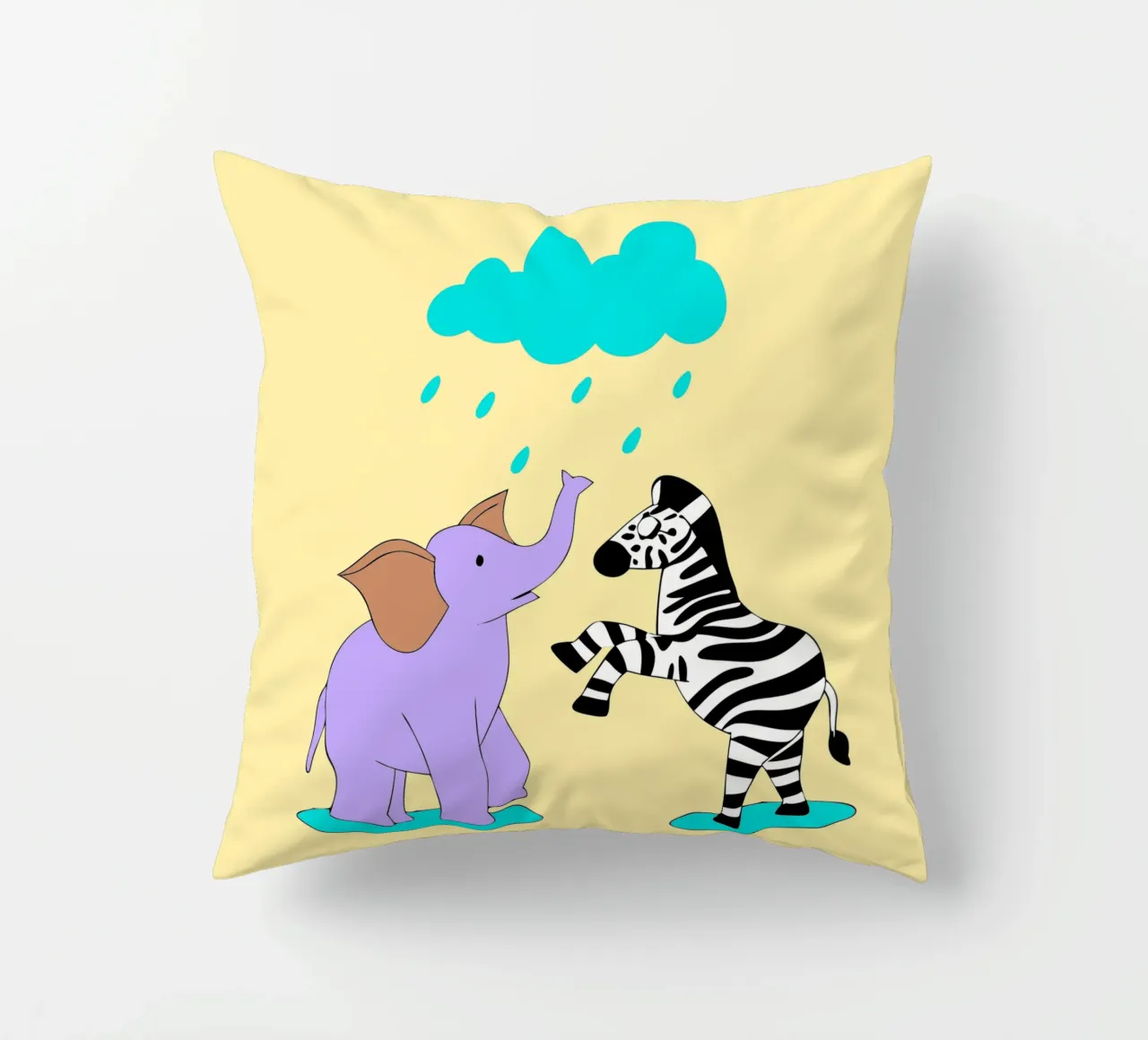 Elephants and Zebras decorative cushion by OUR SHOP