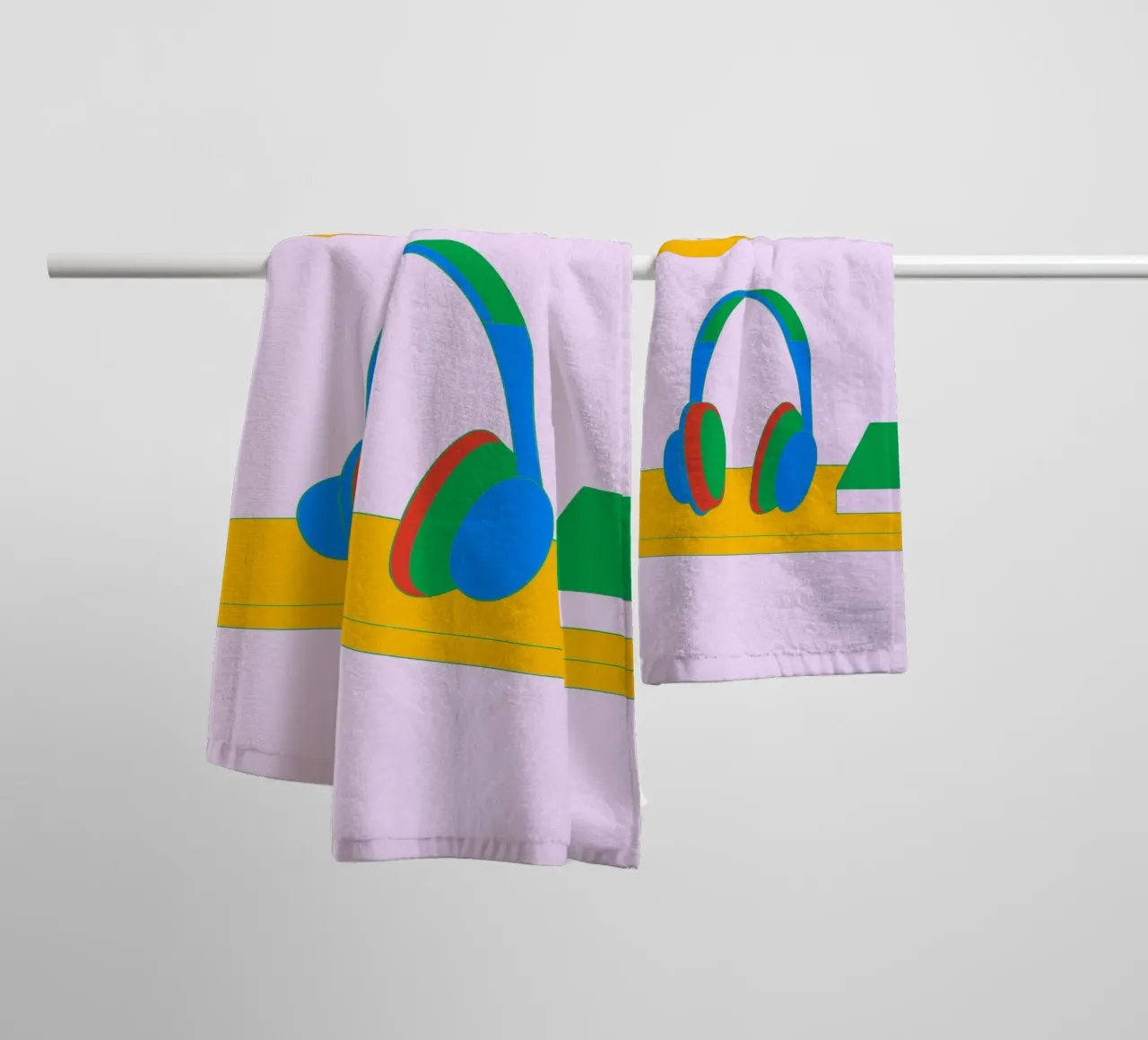 Headphones on the Table towel by OUR SHOP