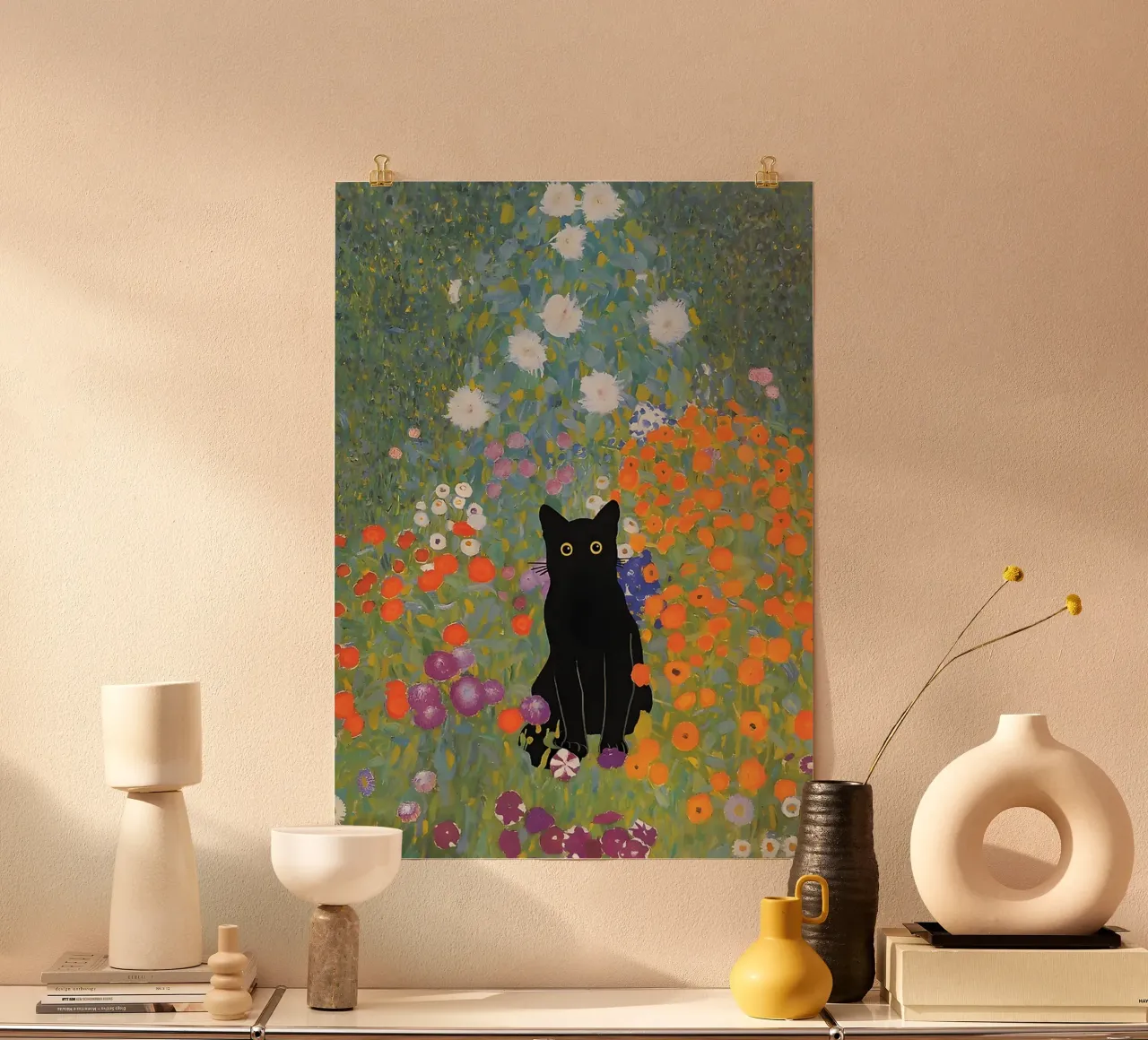 Cat Poster Klimt Print Floral hahnemühle de Art Company