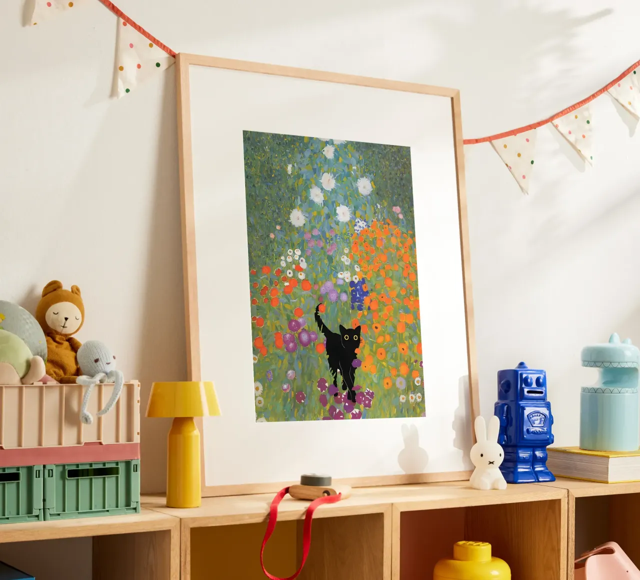 Black Cat in the Beautiful Garden poster da Art Company