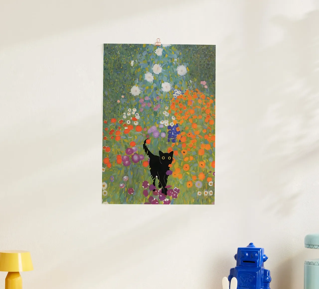 Black Cat in the Beautiful Garden poster da Art Company