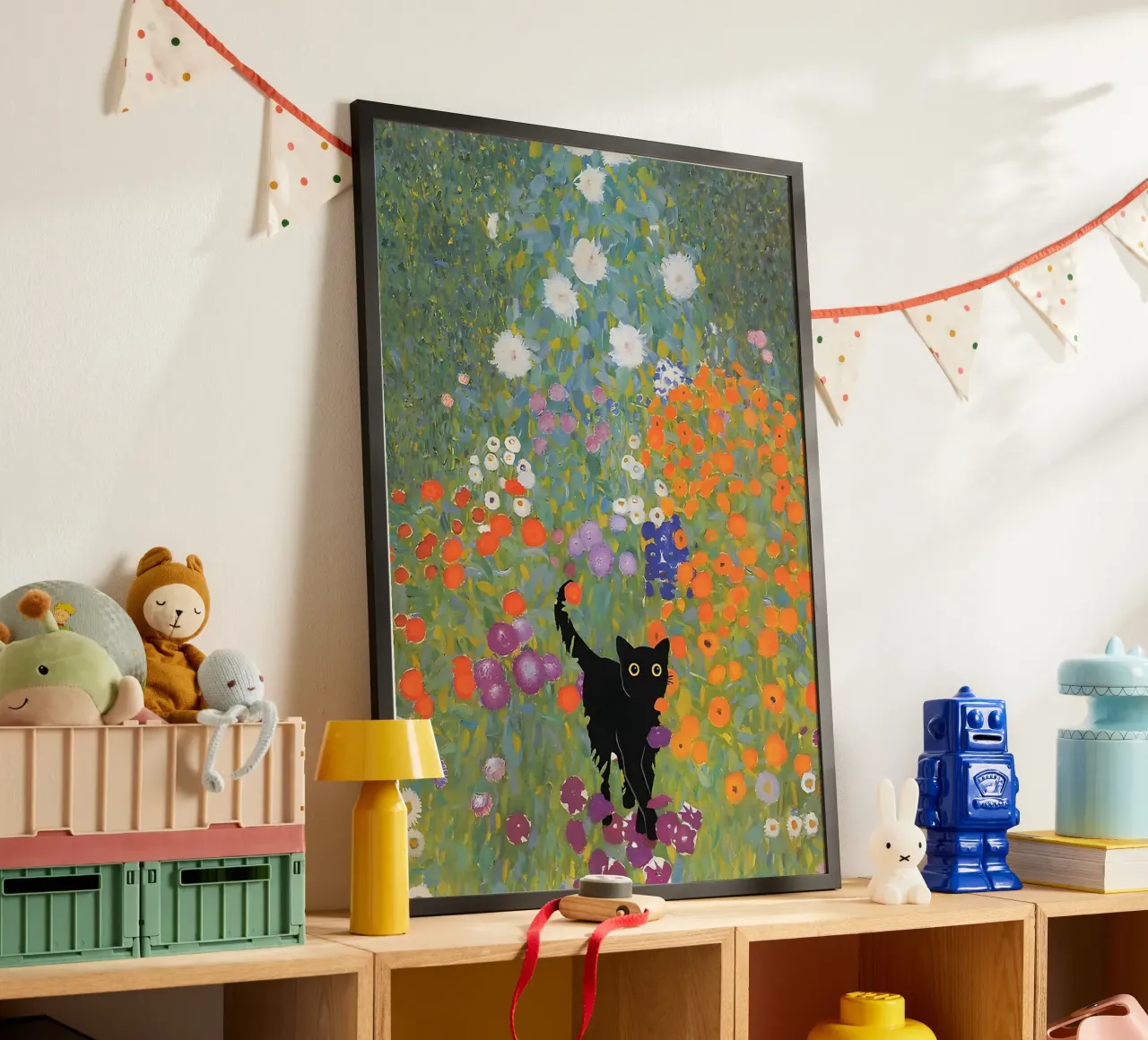 Black Cat in the Beautiful Garden poster da Art Company