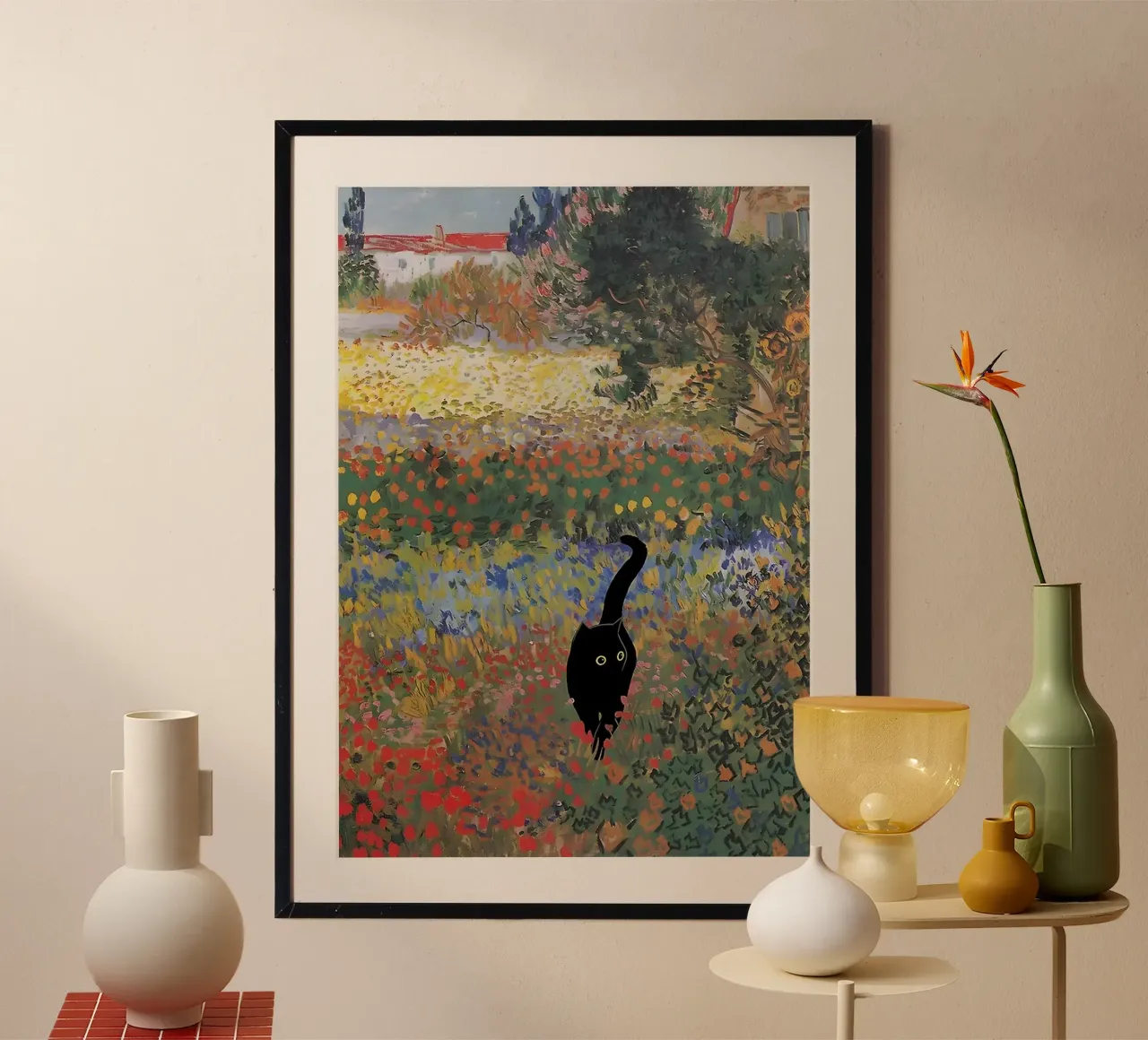 Black Cat in the Garden carta hahnemühle da Art Company