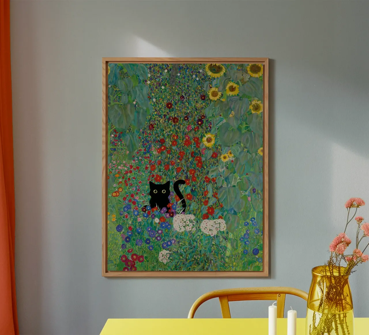 Black cat in the garden alluminio dibond da Art Company