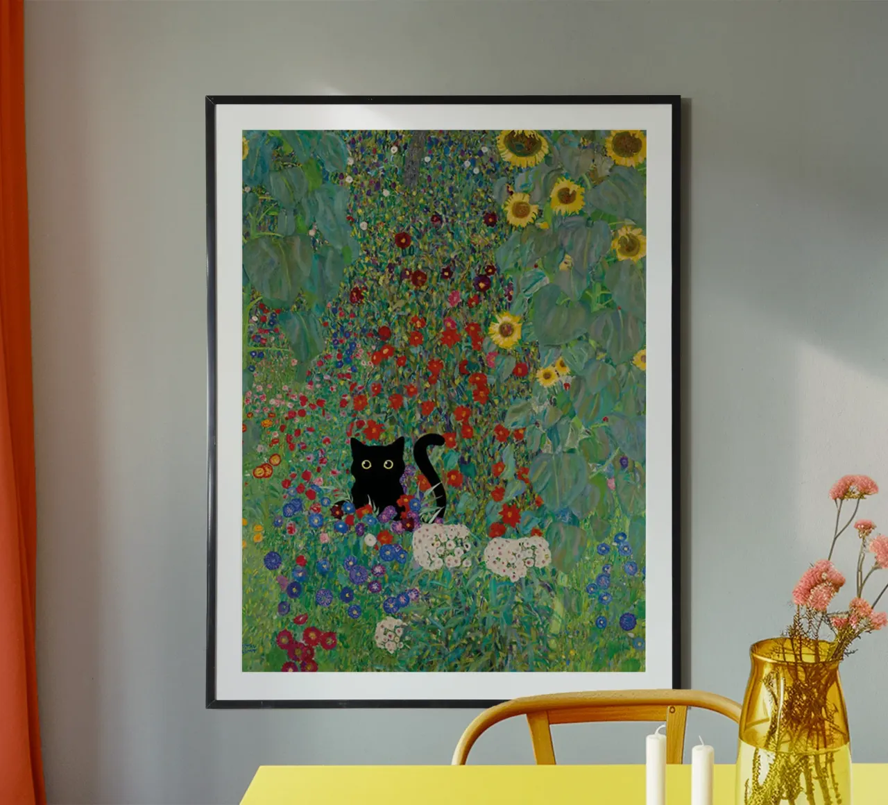 Black cat in the garden carta hahnemühle da Art Company