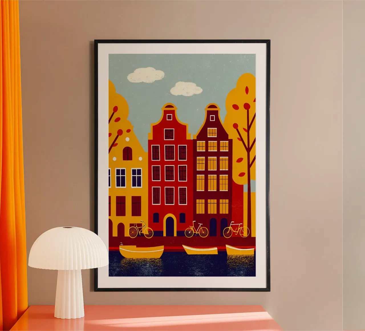 disegno della città di amsterdams per gli amanti del viaggio poster con telaio in plastica da sichanhan