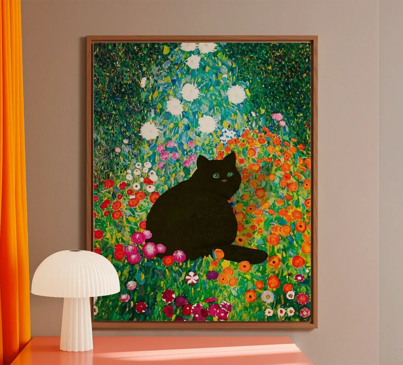 Cute Black Cat in the Garden alluminio dibond da Art Company