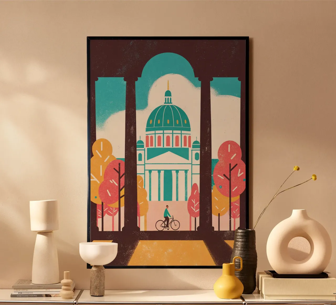 disegno della città di Berlino per gli amanti dei viaggi poster con telaio in plastica da sichanhan