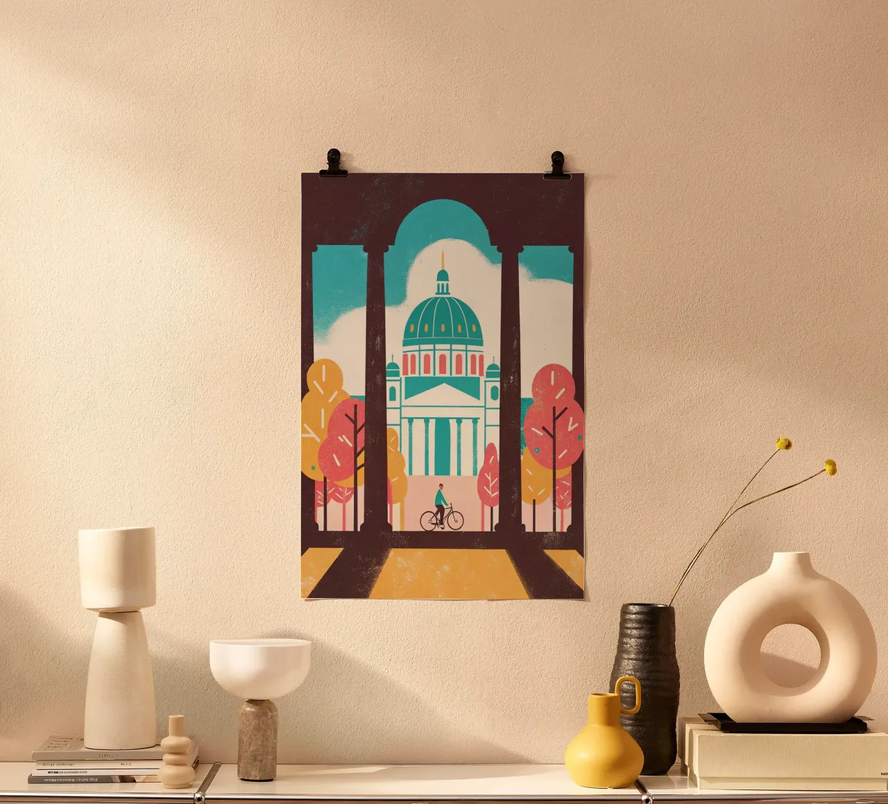 disegno della città di Berlino per gli amanti dei viaggi poster con telaio in plastica da sichanhan