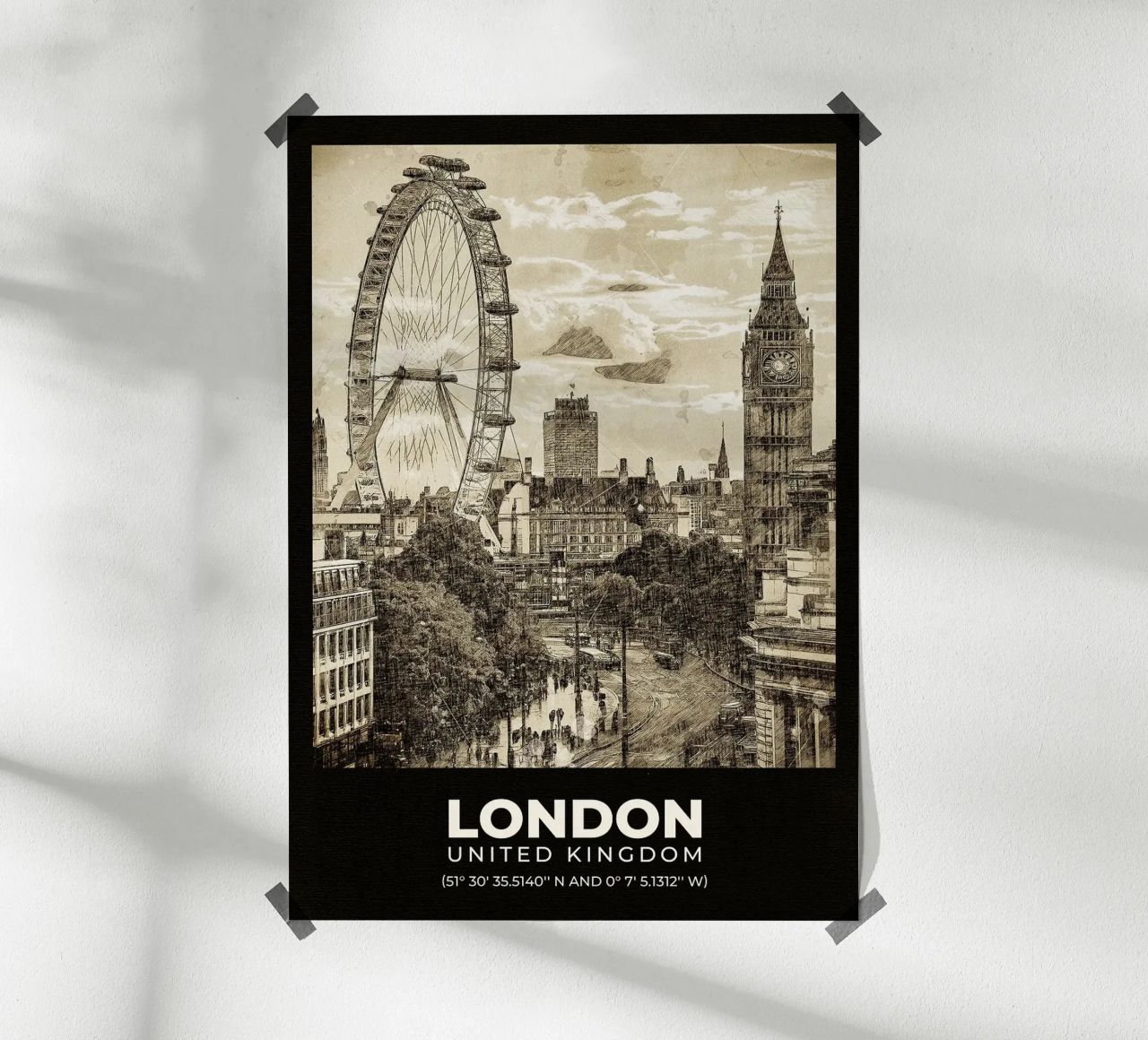 Skizze der Londoner Skyline Poster von Emanuel Jaimes