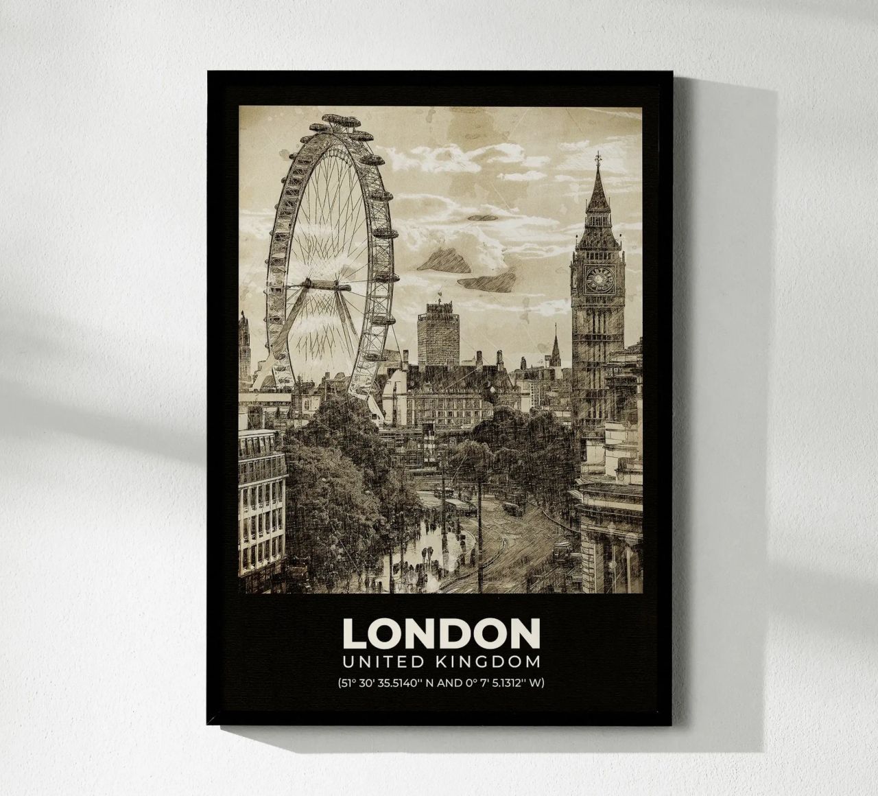 Skizze der Londoner Skyline Poster von Emanuel Jaimes