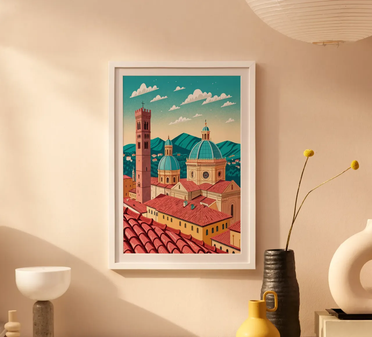 disegno della città di bologna per gli amanti dei viaggi poster con telaio in plastica da sichanhan