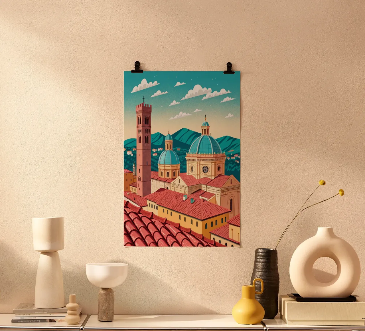 disegno della città di bologna per gli amanti dei viaggi poster con telaio in plastica da sichanhan