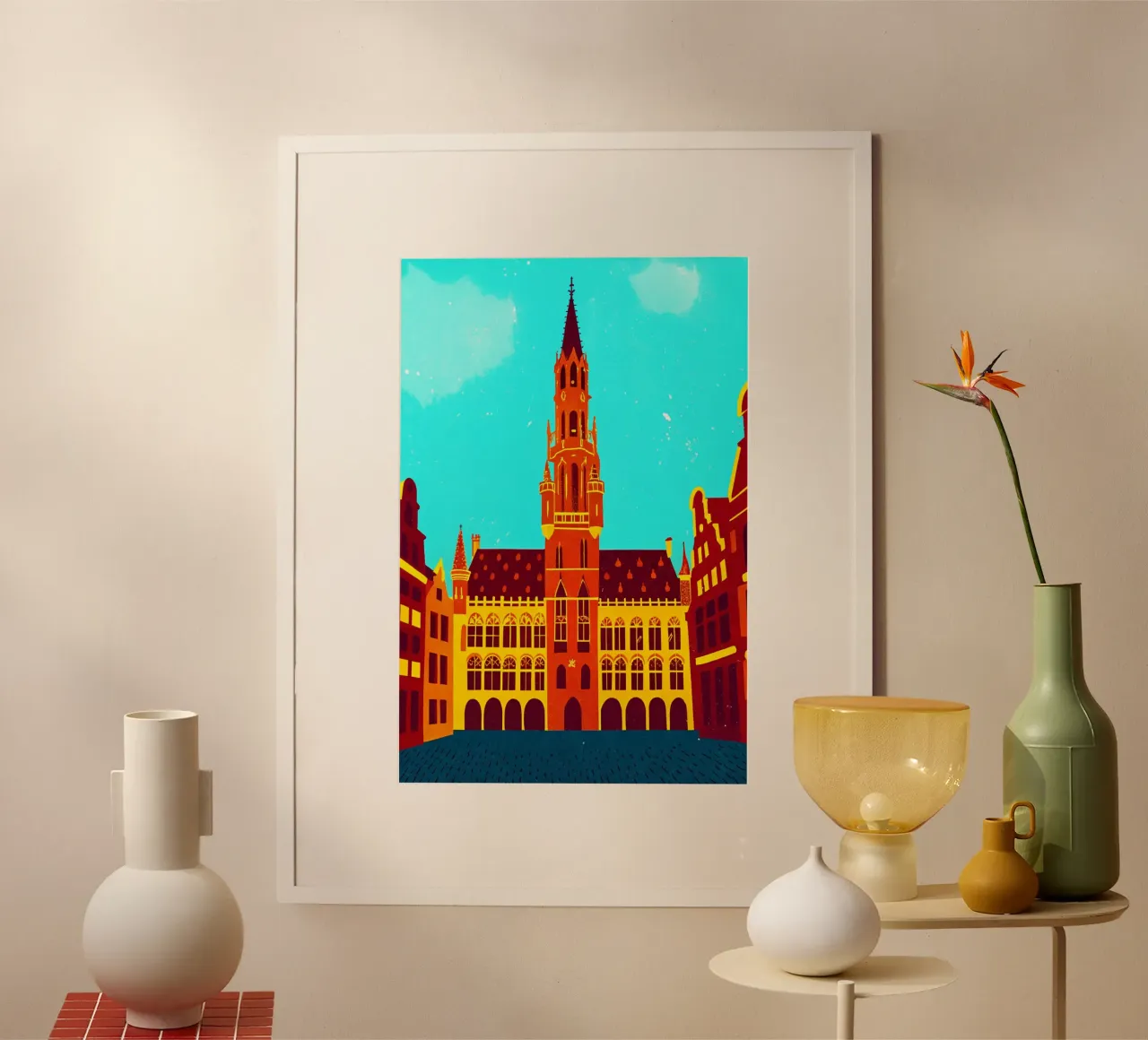 disegno della città di bruxelles per gli amanti dei viaggi poster con telaio in alluminio da sichanhan