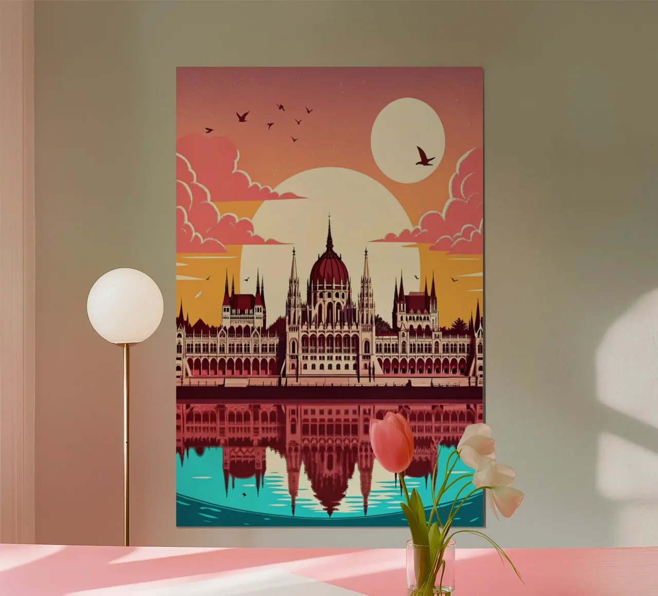disegno della città di budapest per gli amanti dei viaggi poster con telaio in plastica da sichanhan