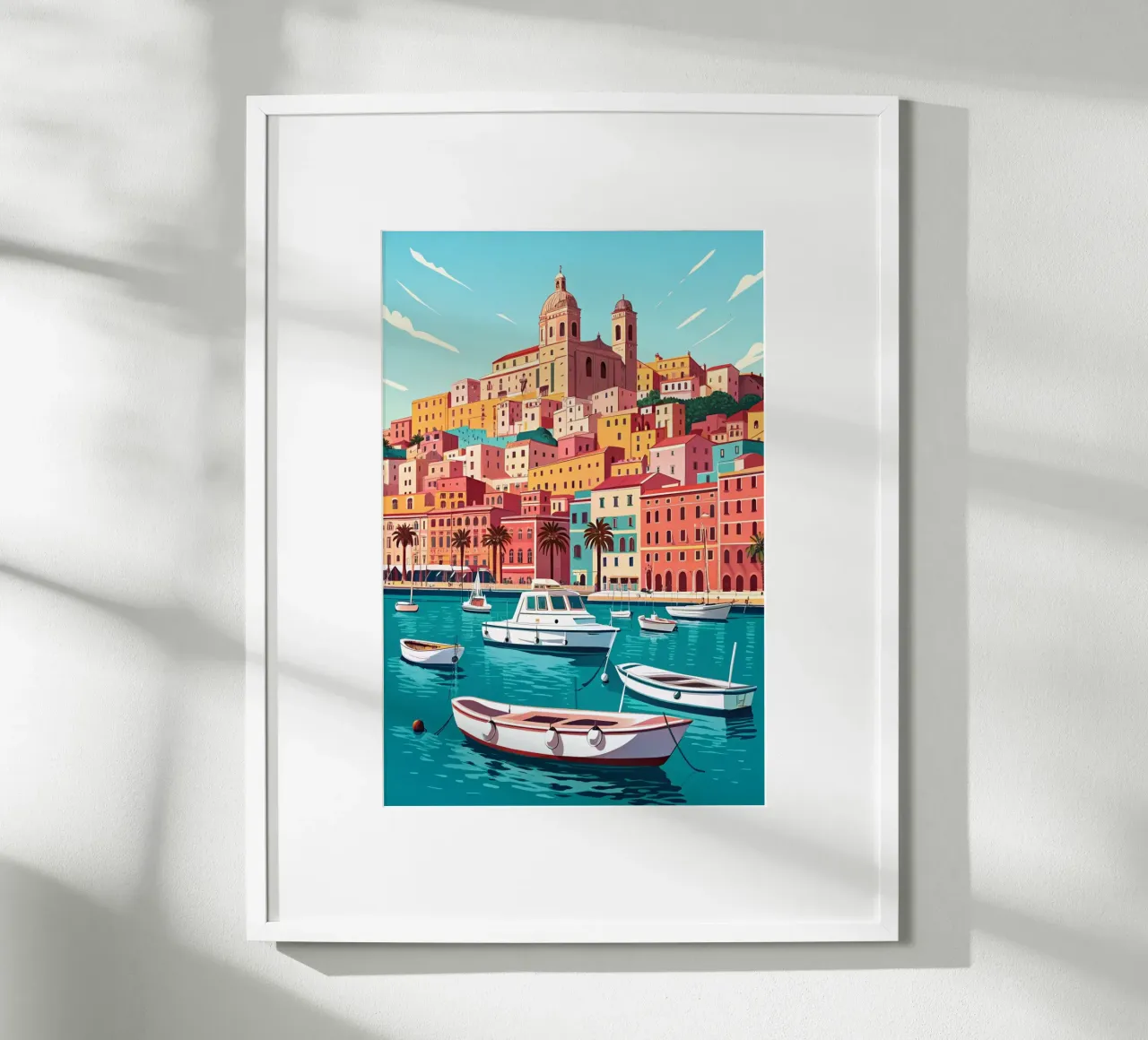 disegno della città di cagliari per gli amanti dei viaggi poster con telaio in plastica da sichanhan