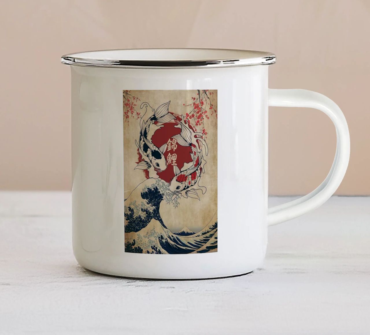pesce koi yin yang tazza in smalto da Chad Cunningham