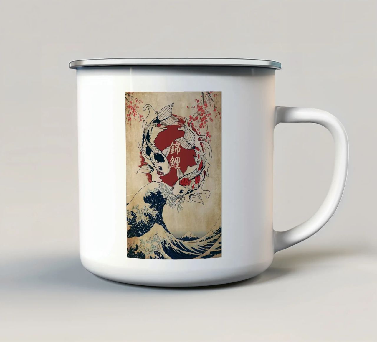 pesce koi yin yang tazza in smalto da Chad Cunningham