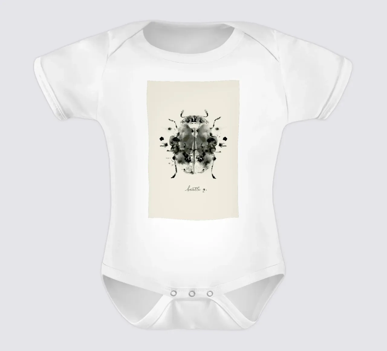 Ink Beetle Black & White Kurzarm Babybody von Flora & Fauna