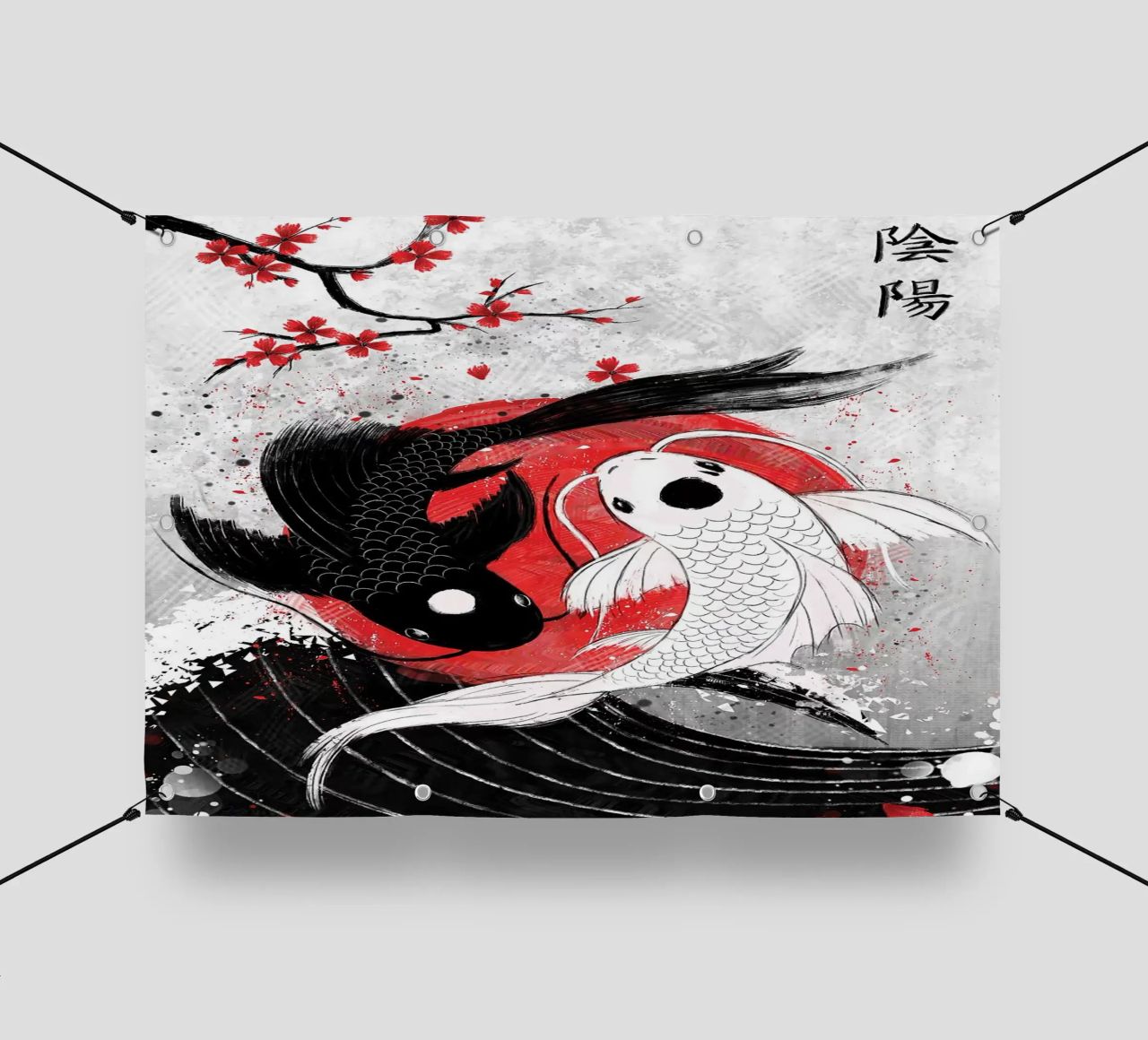 Pesce Koi Yin Yang RubyArt telo in pvc da Chad Cunningham