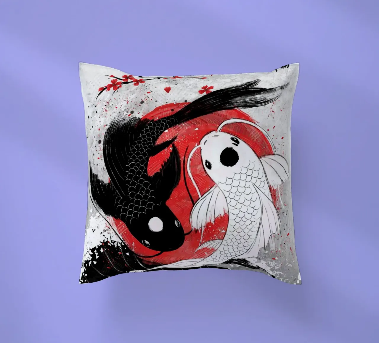 Pez Koi Yin Yang RubyArt cojín de Chad Cunningham