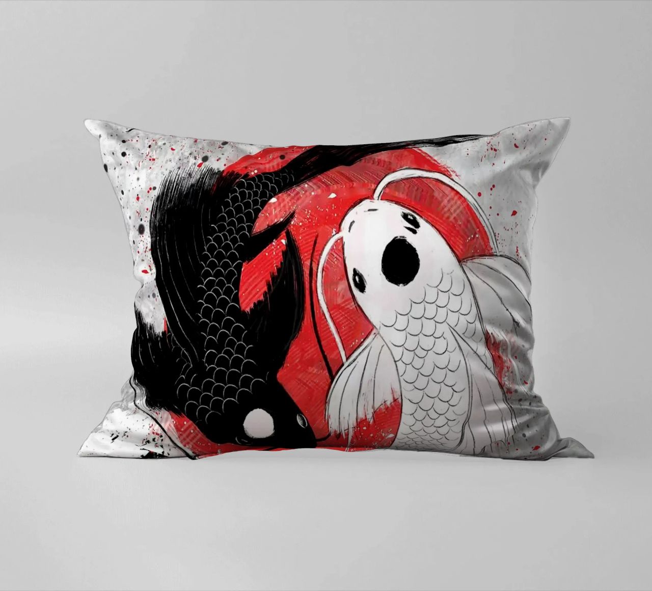 Poisson Koi Yin Yang RubyArt coussin de Chad Cunningham