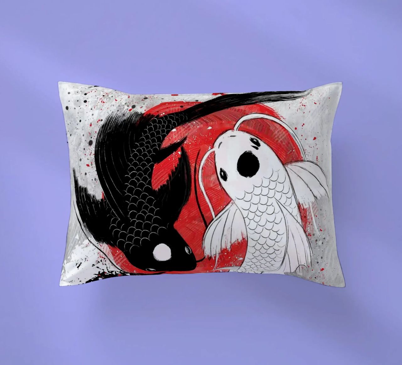 Poisson Koi Yin Yang RubyArt coussin de Chad Cunningham