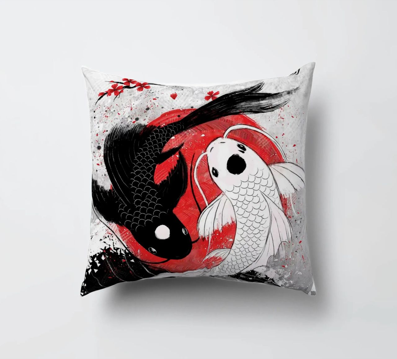 Poisson Koi Yin Yang RubyArt coussin de Chad Cunningham