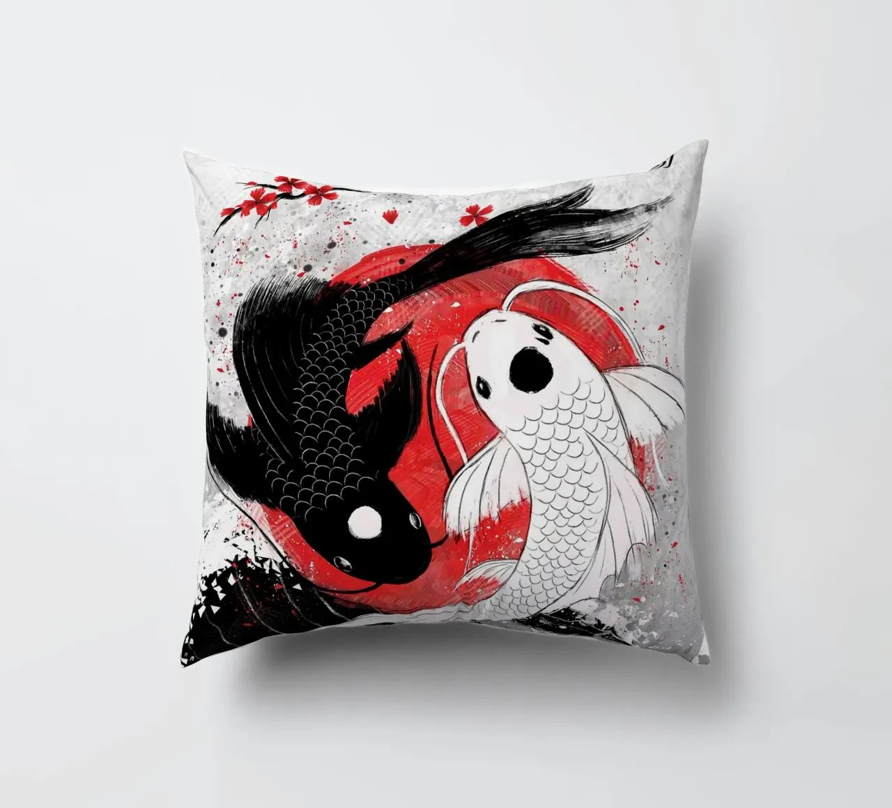 Koi Fisch Yin Yang RubyArt Kissen von Chad Cunningham