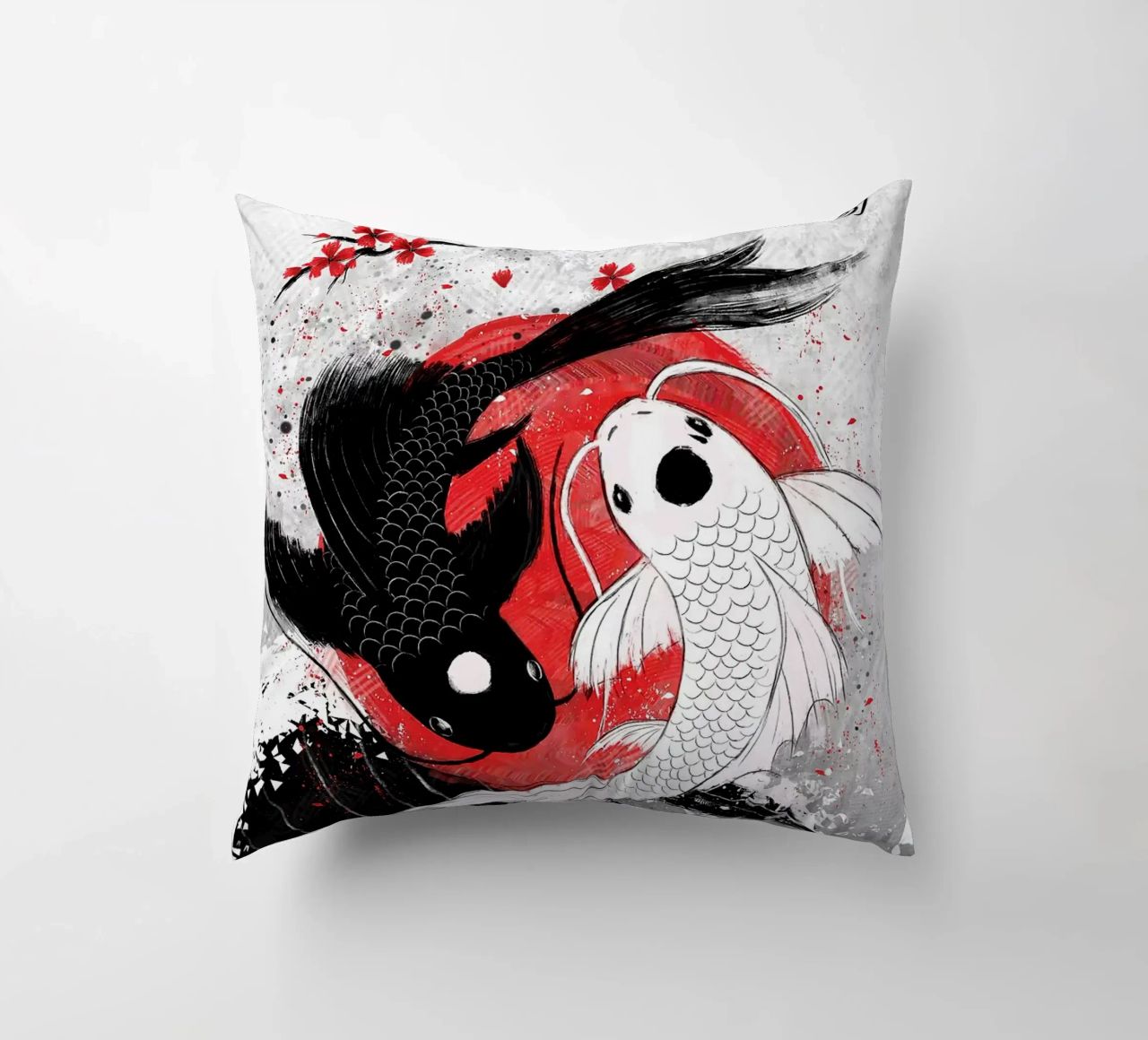 Poisson Koi Yin Yang RubyArt coussin de Chad Cunningham