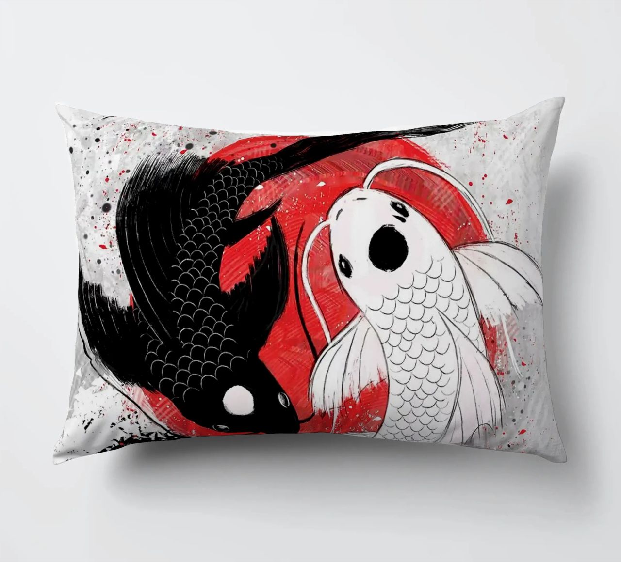 Poisson Koi Yin Yang RubyArt coussin de Chad Cunningham