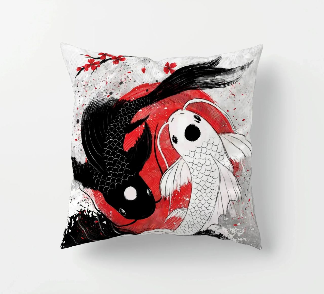 Poisson Koi Yin Yang RubyArt coussin de Chad Cunningham
