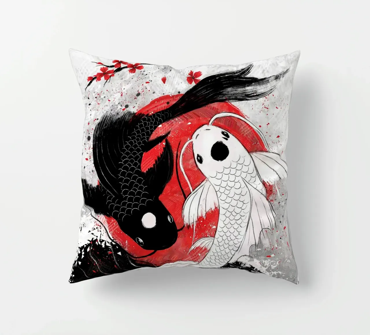 Pez Koi Yin Yang RubyArt cojín de Chad Cunningham