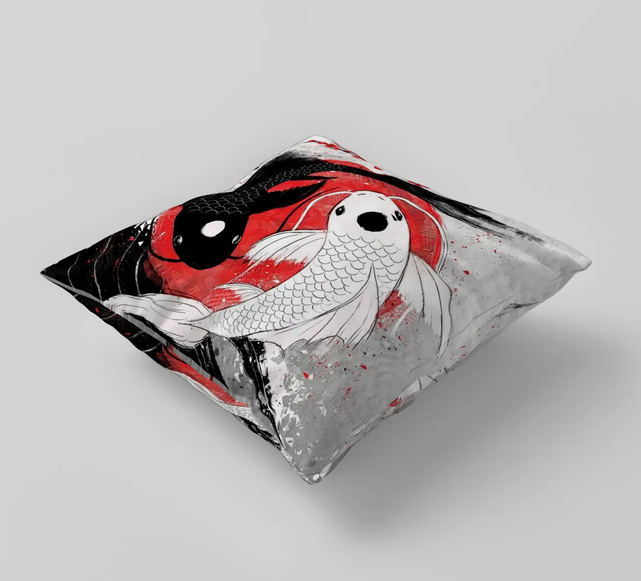 Pez Koi Yin Yang RubyArt cojín de Chad Cunningham