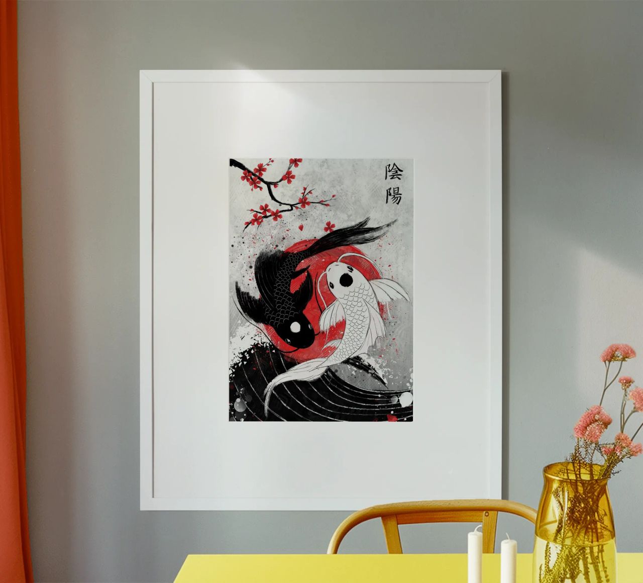 Pesce Koi Yin Yang RubyArt carta hahnemühle da Chad Cunningham