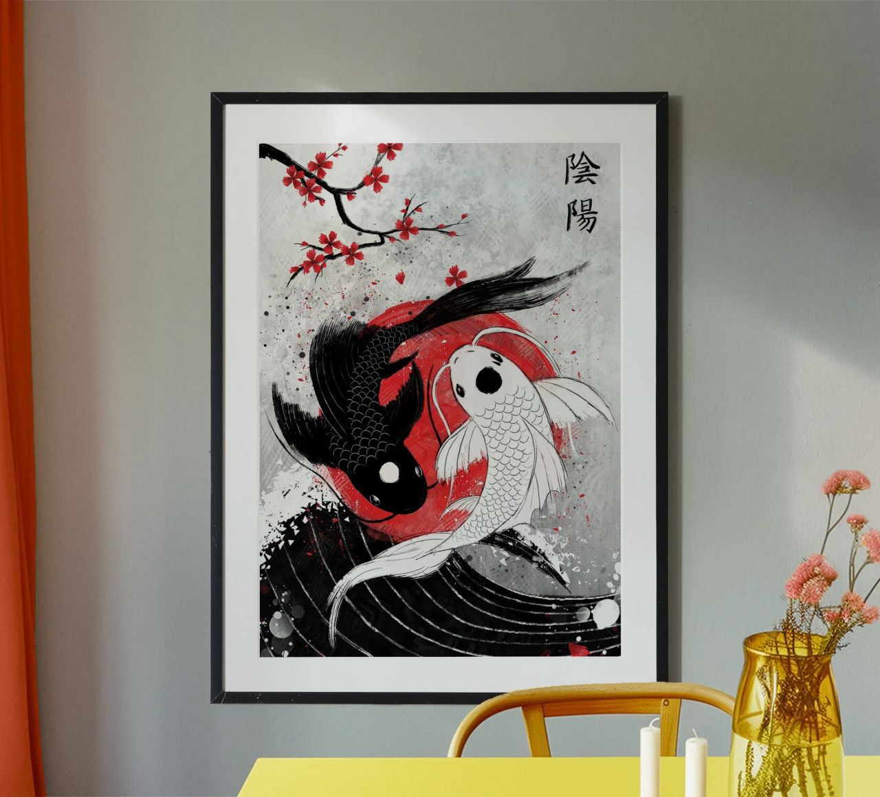 Pesce Koi Yin Yang RubyArt carta hahnemühle da Chad Cunningham