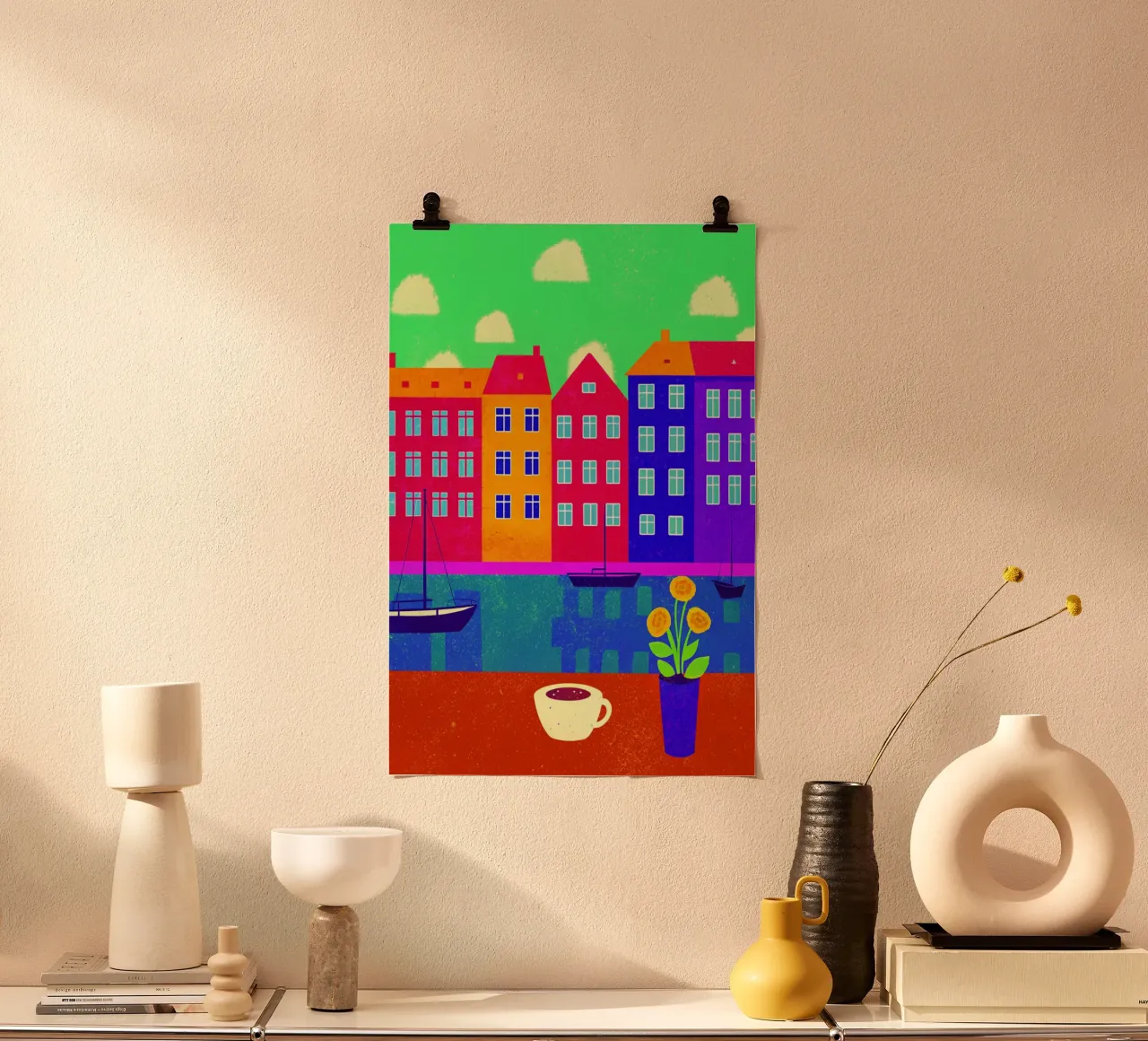 disegno della città di copenaghen per gli amanti dei viaggi poster con telaio in plastica da sichanhan