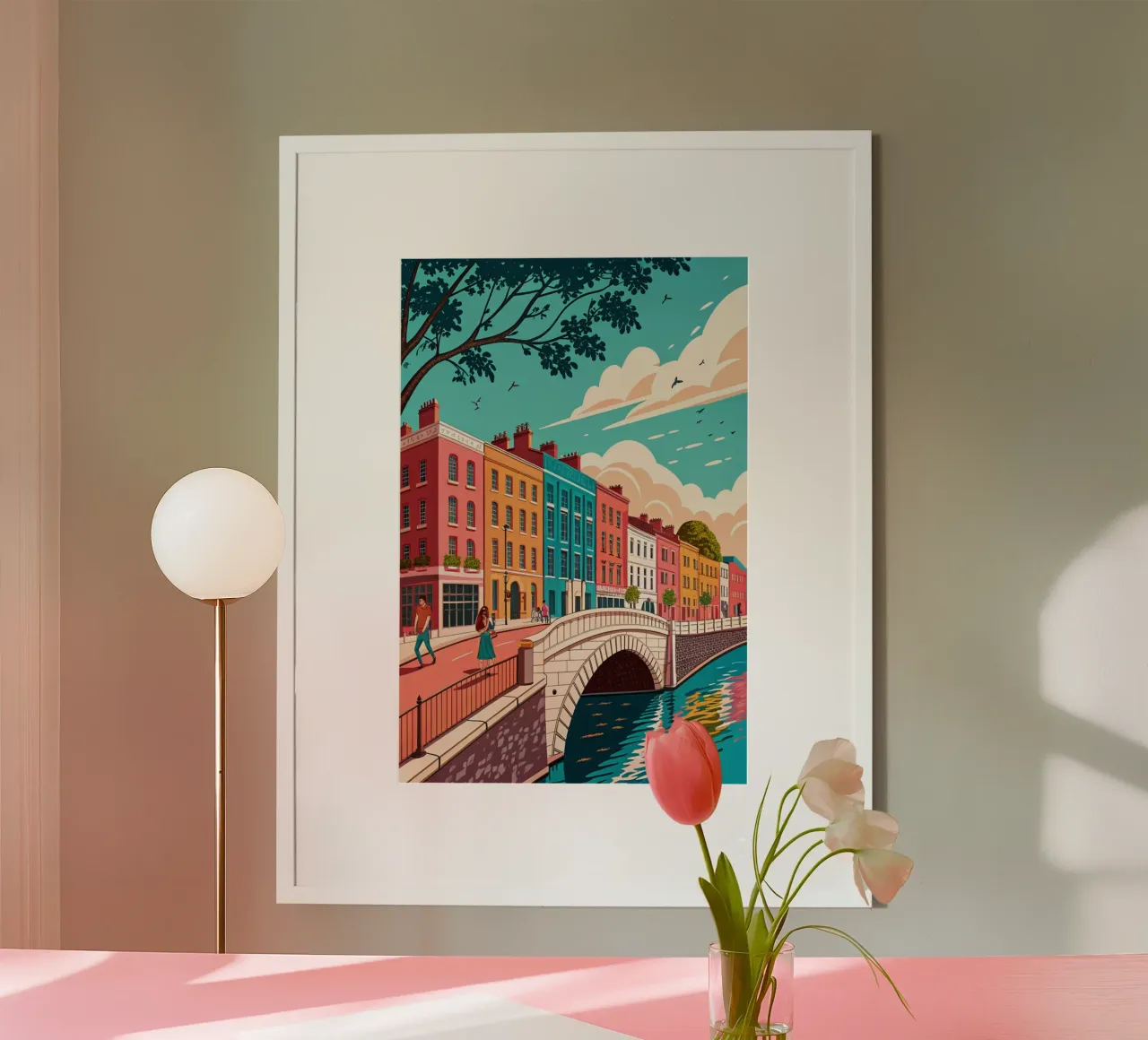 disegno della città di dublino per gli amanti dei viaggi poster con telaio in plastica da sichanhan