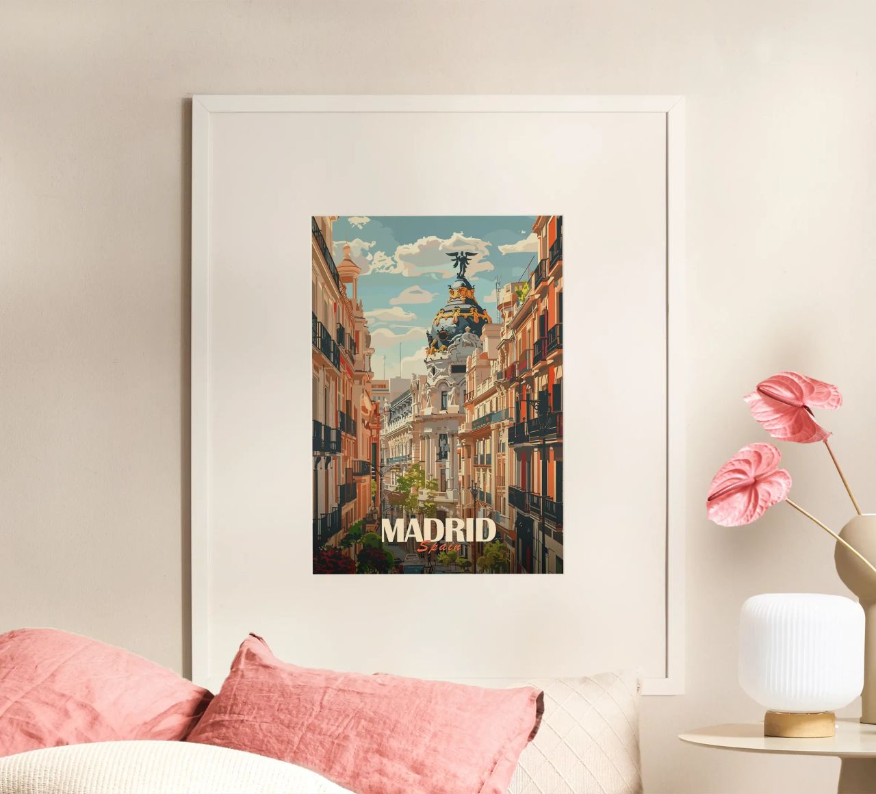 Madrid skyline poster by Brad Mcpherson
