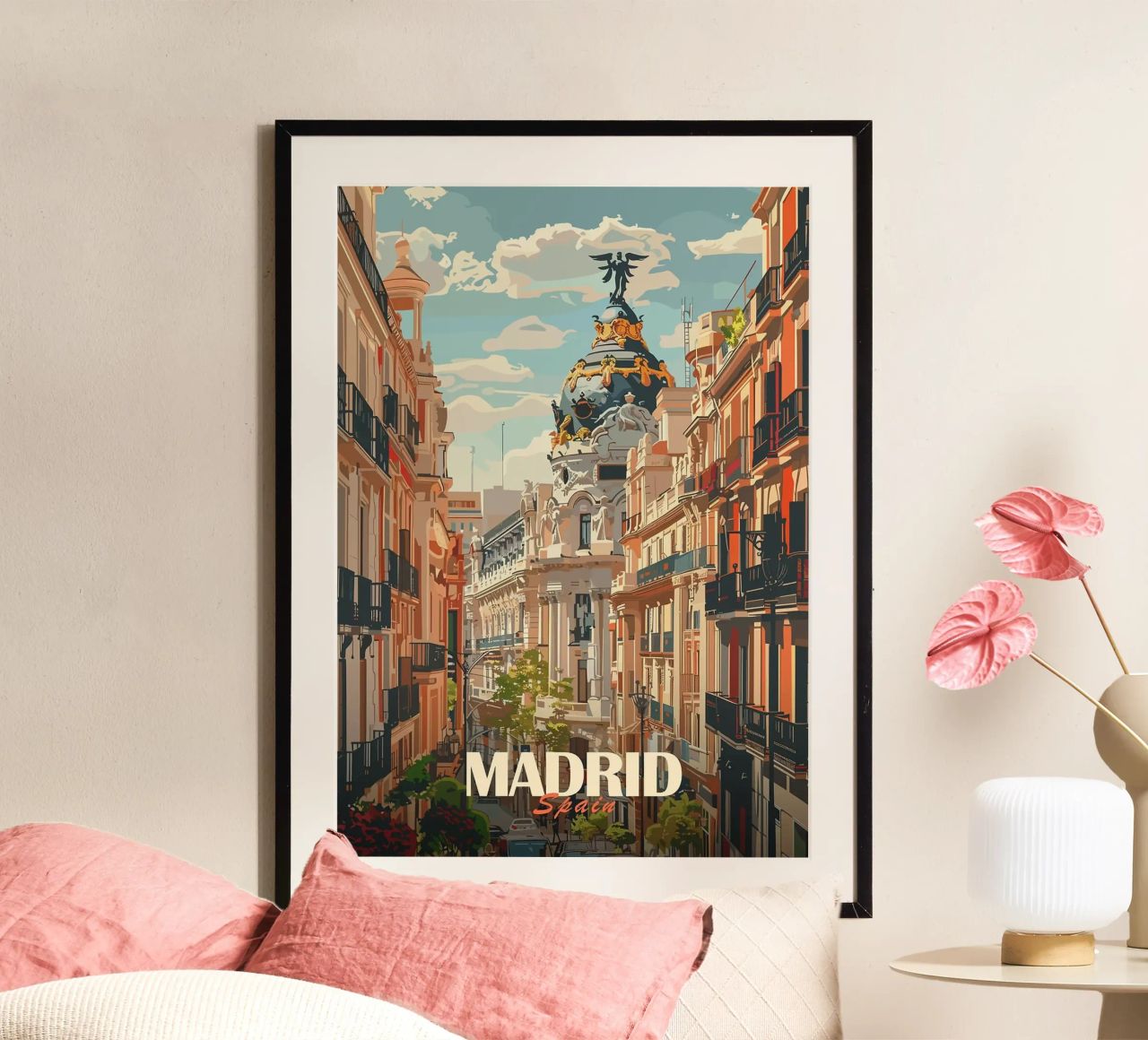 Madrid skyline poster by Brad Mcpherson