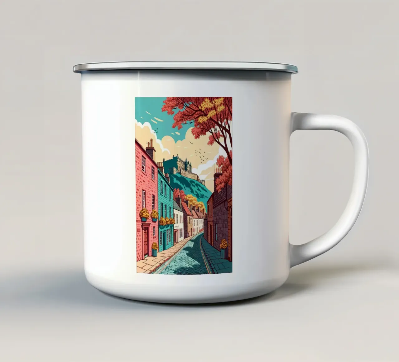 disegno della città di edimburgo per gli amanti dei viaggi tazza in smalto da sichanhan